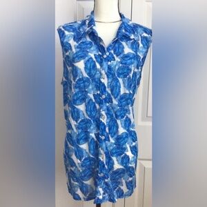 Tango Mango cheery blue sleeveless blouse